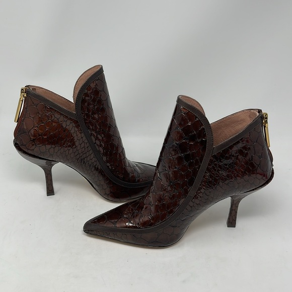 Embossed Leather Booties Brown - Picture 7 of 12